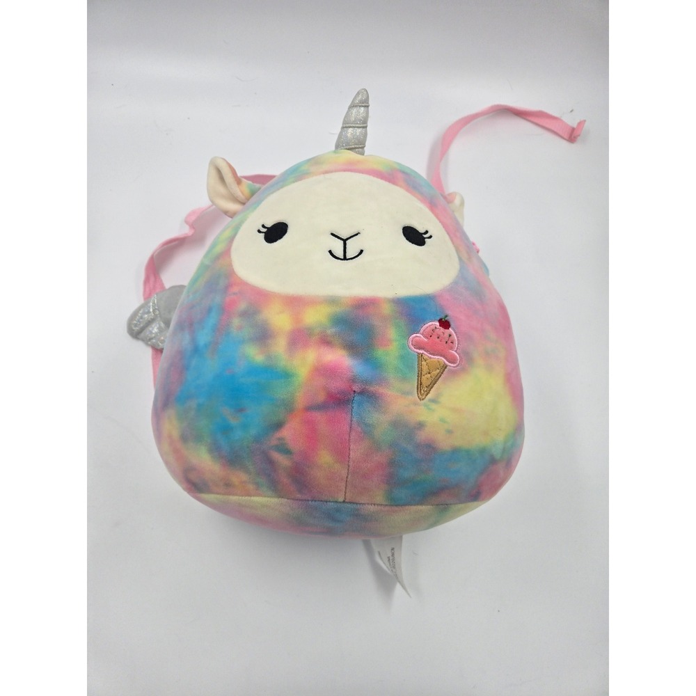 12" Squishmallows Unicorn Llama Tie Dye Plush Backpack with Icecream Cone